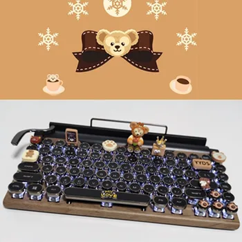 Мультяшный Медведь Bluetooth клавиатура для пишущей машинки Ретро стимпанк точка 83 клавиши Зеленый переключатель подсветка Беспроводная проводная механическая клавиатура