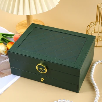 Простая Коробка для хранения ювелирных изделий с рисунком Ромба, Многофункциональное ведро для хранения в спальне и гостиной