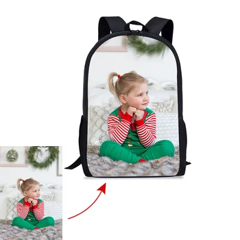 Новые цветные фотографии на заказ, Студенческий рюкзак, повседневный карман для телефона на молнии, школьный рюкзак, Детский рюкзак для мальчиков и девочек, Рождественские подарки