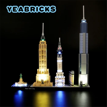 YEABRICKS светодиодный светильник для архитектуры 21028, Нью-Йорк, набор строительных блоков (не включает модель), кирпичные игрушки для детей
