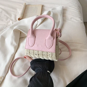 Летняя новая дизайнерская сумка из натуральной ротанговой кожи в стиле пэчворк для женщин, диагональная сумка через плечо, квадратная сумка с клапаном, кошелек