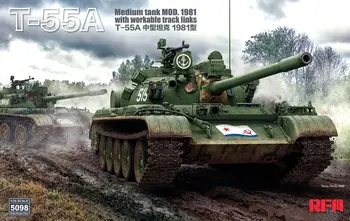 RYEFIELD RFM RM-5098 1/35 T-55A Средний танк Мод. 1981 г. с 3D печатью, комплект моделей деталей
