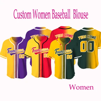 Женская блузка, бейсбольная рубашка на заказ, желтая спортивная одежда, дышащий трикотаж, тренировочные быстросохнущие мягкие футболки