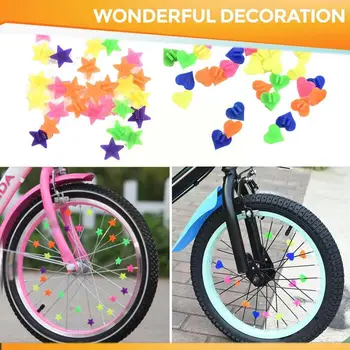Красочный Защитный Детский Зажим Велосипедная Звезда Многоцветные Аксессуары Для Велосипедов Колесо Велосипедные Бусины Сердце Звезды Колесные Бусины Пластиковая Любовь S S0L4