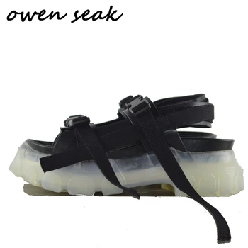 Мужские сандалии Owen Seak, черные Повседневные женские туфли-гладиаторы из Римской кожи, шлепанцы-сабо, Шлепанцы-слайды, летняя обувь