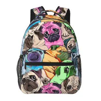 Цветной рюкзак с мопсом для Девочек и мальчиков, Дорожный рюкзак для подростков, школьная сумка