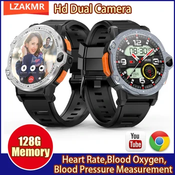 LZAKMR Обновляет Смарт-часы HD с двойной камерой и Пульсометром, Монитором уровня кислорода в крови, Четырехъядерным процессором, 128 Г Памяти, Смарт-часы Для Мужчин