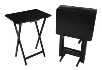 Черный Складной столик для телевизора с подносом из 5 предметов, 19 x 15 x 26 дюймов