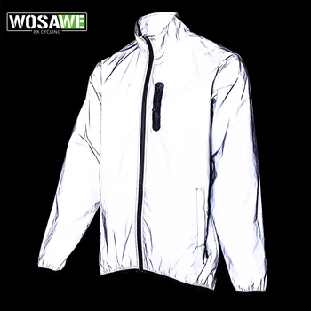 WOSAWE, Мужская Женская куртка для ночного бега, Светоотражающая ветровка, Водонепроницаемая куртка, Пальто в стиле хип-хоп с капюшоном, Ветрозащитная одежда для велоспорта