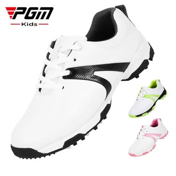 Детская обувь для гольфа PGM; Водонепроницаемые повседневные спортивные кроссовки на шнуровке; Дышащие нескользящие кроссовки для бега для девочек и мальчиков; Размер 31-37