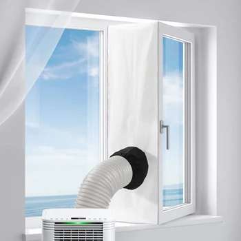 Портативное оконное уплотнение переменного тока, 118-дюймовое Универсальное оконное уплотнение для портативного кондиционера, Комплект для вентиляции окна с термоусадочной веревкой