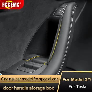 4 шт. Для Tesla Model 3 Model Y Дверной ящик для хранения Ручка Аксессуары для модификации интерьера Tesla Стекающийся Лоток Ящик для хранения