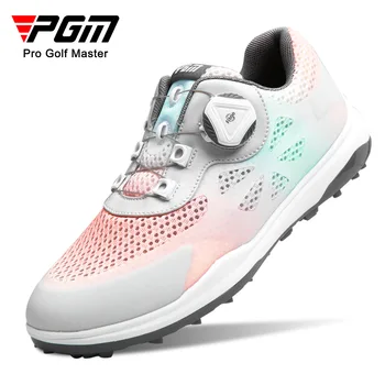 Женская обувь для гольфа PGM, нескользящие износостойкие кроссовки с градиентом, Кружевные кроссовки с пряжкой и дышащим сетчатым верхом