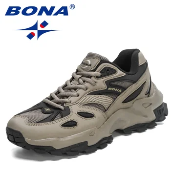 BONA 2023, Новые дизайнерские дорожные кроссовки, Мужская повседневная обувь для бега на открытом воздухе, Мужская спортивная обувь, Дышащая обувь на шнуровке