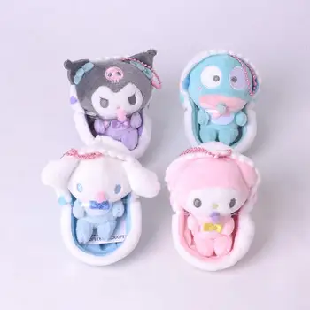 Sanrio Брелок Kawaii 10 см Плюшевый Kuromi Cinnamoroll Детская Коляска Коляска Кукла Игрушки Подарки My Melody для Друзей Детские