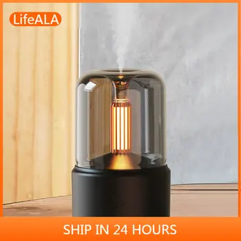 LifeALA Портативный Мини-Аромадиффузор USB, Увлажнитель воздуха, Свеча с эфирным маслом, Ночник, Распылитель холодного Тумана, подарок для дома