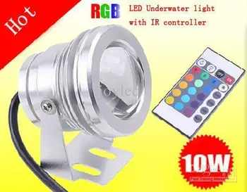 10 Вт 12 В Подводный RGB Светодиодный Светильник 1000ЛМ Водонепроницаемый IP67 Фонтан Лампа для Бассейна 16 Цветов + 24 клавиши ИК Пульт Дистанционного Управления