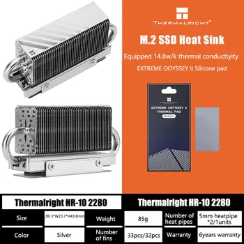 Thermalright HR-10 2280 M.2 Твердотельный накопитель AGHP Радиатор с тепловой трубкой SSD-кулер С полностью гальваническим покрытием
