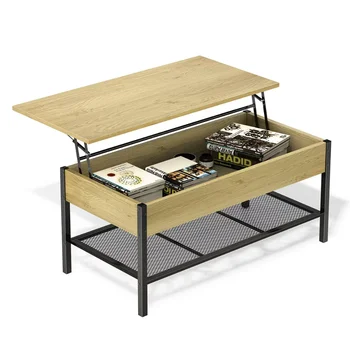 Промышленный журнальный столик с подъемной столешницей из дерева и металла, Мебель для гостиной из орехового дерева