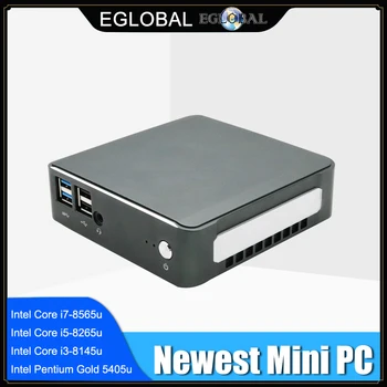 [Четырехъядерный процессор Intel Core I7-8565U I5-8265U] Eglobal Nuc Mini PC i7 Windows 10 Pro 2 * DDR4 M.2 NVMe AC WiFi микрокомпьютер HDMI2.0 DP