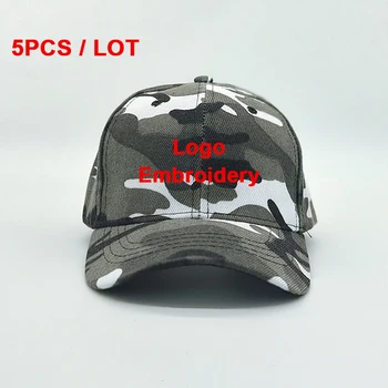 5 шт./лот, спортивная шапка с вышивкой на заказ, уличная камуфляжная бейсболка для взрослых, мужская бейсболка-кепка, военная шляпа