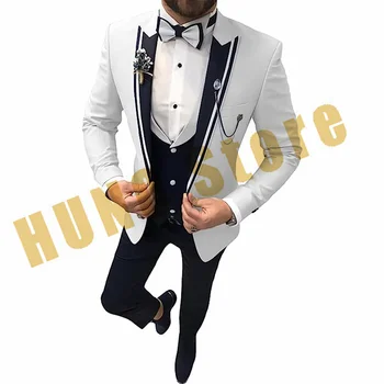 Элегантные костюмы для мужчин, костюм с жилетом и брюками, Костюм, комплект из 3 предметов, Всесезонный Свадебный ремень для выпускного вечера, Блейзер с одной пряжкой, мужская одежда