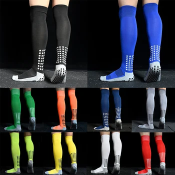 Длинные футбольные носки Спортивные мужские Женские футбольные носки с длинной силиконовой противоскользящей рукояткой