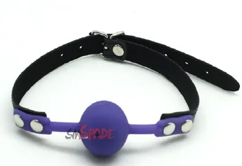 Новинка 2019 года, фиолетовый силиконовый кляп с шариком диаметром 41 мм, резиновая заглушка для бондажа с поясом из искусственной кожи, кляп для сексуального бондажа с шариком