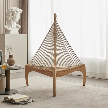 Скандинавское парусное кресло из цельного дерева Дизайнерская модель Арфового кресла Art Creative B & B Винное кресло для прихожей