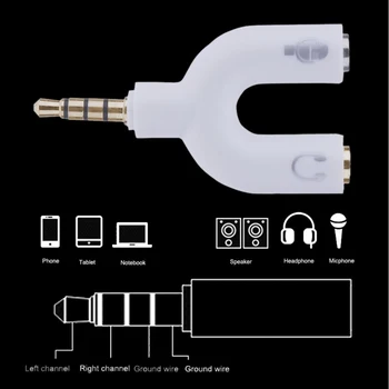 3,5 мм Стерео Аудио Y-Образный Разветвитель Микрофона Микрофон и аудио Наушники 2-Полосный U-Образный Разъем Аксессуары Для Наушников Xiaomi Samsung
