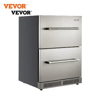 Встроенный холодильник для напитков VEVOR 24 дюйма из нержавеющей стали с компрессором Embraco для домашнего бара и офиса