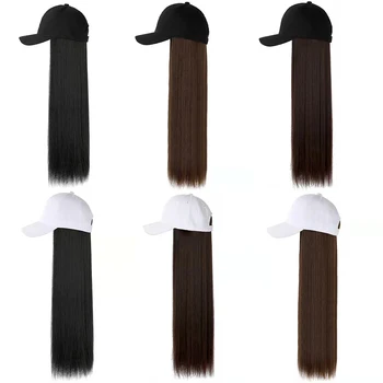 Бейсболка из длинного прямого синтетического парика, Регулируемая Летняя Модная шапочка для волос Для женщин, Соединяющая детали из высокотемпературного волокна