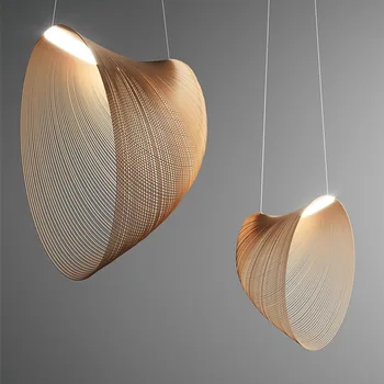 Креативная светодиодная люстра в стиле постмодернизма, подвесной светильник для ресторана, декор для гостиной, Роскошная подвесная полая деревянная спиральная лампа