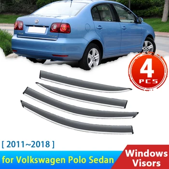 Дефлекторы для Volkswagen VW Polo Седан A05 Vento 2011 ~ 2018 Аксессуары Для Бокового окна Автомобиля, Козырек От Дождя, Защита для Бровей 2012 2014 2015