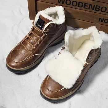 Новинка зимы 2021 года, мужские ботинки, повседневные походные ботинки для улицы, плюс бархатная теплая мужская обувь, нескользящие теплые зимние ботинки