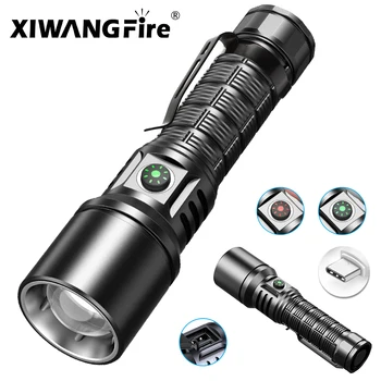 Xiwangfire 21700 USB C Перезаряжаемый Мощный светодиодный фонарик X37 1800lm 500 м, обратная зарядка, супер яркий фонарик 18650