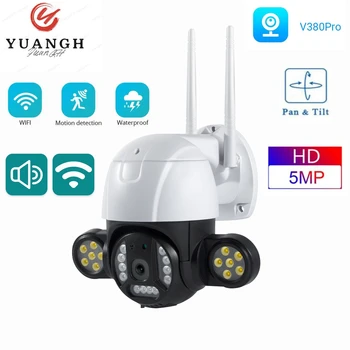 5MP V380 Pro, IP-камера для наружного наблюдения, WIFI, Скоростная купольная камера видеонаблюдения, Водонепроницаемая Беспроводная IP-камера для защиты от умного дома