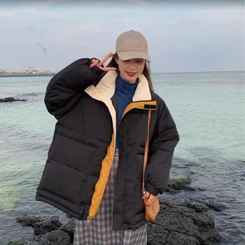 женский 2023 новый пуховик для корейской версии в свободном стиле для студентов ins, утепленная хлопчатобумажная куртка зима c