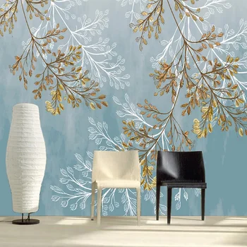 Пользовательские настенные обои Современные 3D стерео Ветви Листья Абстрактное искусство Фреска Гостиная Спальня Домашний декор Papel De Parede