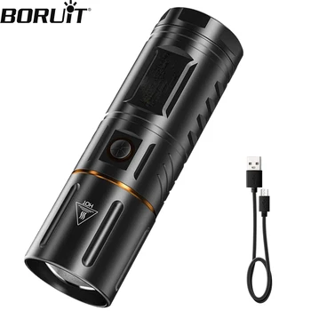 BORUiT Супер яркий светодиодный фонарик с зумом 3000LM, USB Аккумуляторная батарея, IPX5 Водонепроницаемый фонарь для Кемпинга и Охоты
