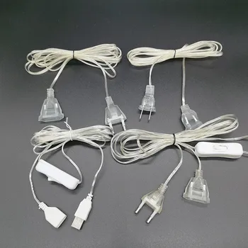 удлинитель провода 3 м, удлинительный кабель USB/EU/US, штекер для светодиодных гирлянд, Свадебное украшение, Светодиодная гирлянда, Рождественские огни, сделай сам