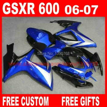 Бесплатная настройка комплекта обтекателей для 06 07 SUZUKI K6 GSXR 600 750 синий белый черный ABS комплект обтекателей gsx-r600 2006 GSX-R750 2007 HV77