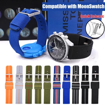 Нейлоновый ремешок для Omega X Swatch Moonswatch с пряжкой из нержавеющей стали 20 мм в полоску Для Мужчин И Женщин, Спортивный Водонепроницаемый сменный ремешок для часов, ремень