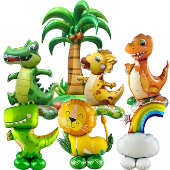 Большой 4D Стоящий Динозавр, Крокодил, Лев, Воздушные Шары из Фольги, Сафари в Джунглях, Животные, Украшение Вечеринки По Случаю Дня Рождения Для Мальчиков, Детские Игрушки, Воздушные Шары