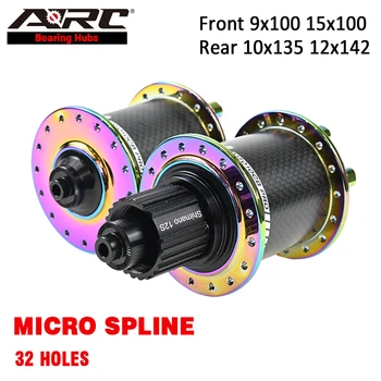 ARC Micro Spline 6 Собачек MTB Ступица Красочная Передняя Из Углеродного Волокна 9x100 15x100 Задняя 12x142 10x135 Велосипедная Ступица 12 Скоростная Дисковая Ступица
