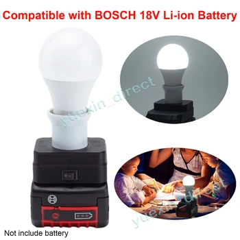 Светодиодный рабочий светильник, портативные лампы E27 Для BOSCH 18V, Беспроводная аварийная лампа с питанием от литиевой батареи, кемпинговая лампа