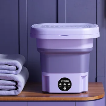 Бытовая 8-литровая Силиконовая Электрическая Мини-Стиральная машина для нижнего белья Складная Мини-стиральная машина Портативная для путешествий