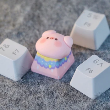Креативный Милый Розовый колпачок для ключей Piggy OEM с высокой поперечной осью, Универсальный цветной базовый игровой механический колпачок для клавиатуры