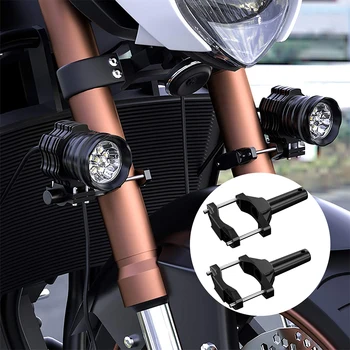 Комплект из 2-х фар для мотоцикла, держатель для руля из алюминиевого сплава, бампер, прожектор, полоса света, кронштейн для противотуманной фары