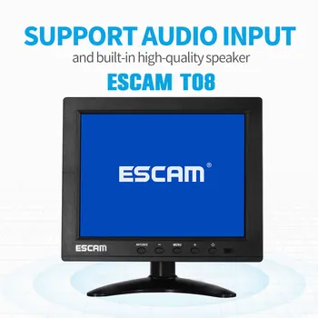 ESCAM T08 8-дюймовый TFT LCD 1024х768 Монитор видеонаблюдения с поддержкой VGA HDMI, AV BNC USB для ПК, камера видеонаблюдения